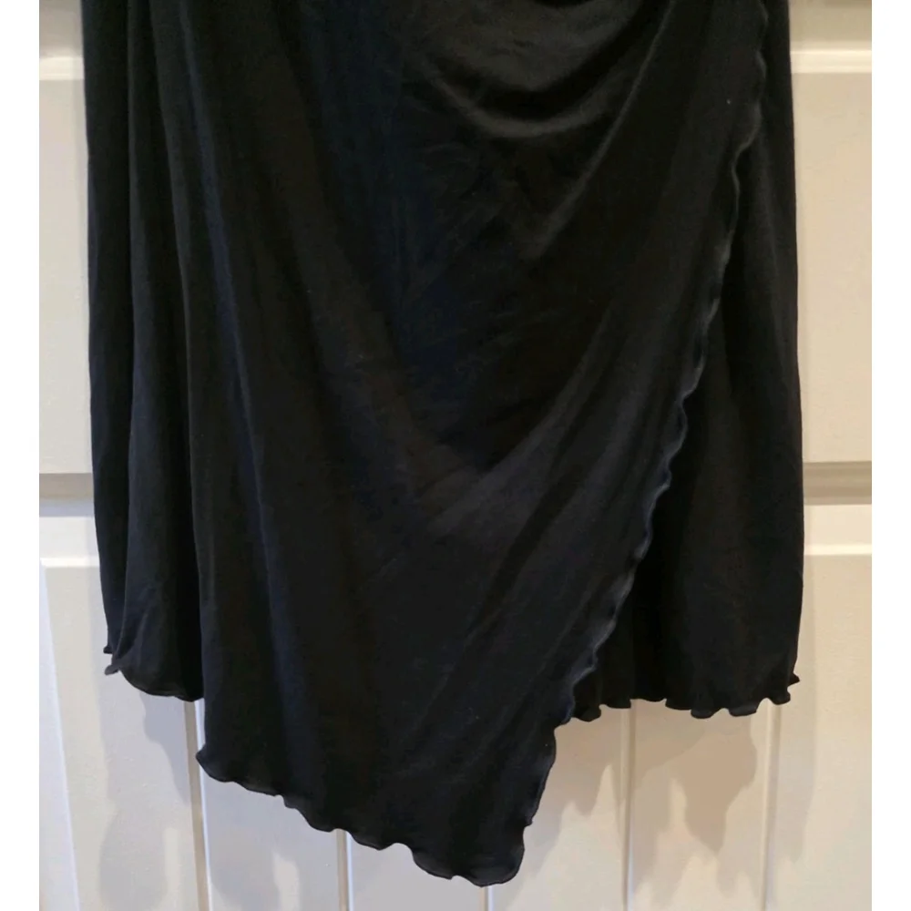 Bailey 44 Women's Black Mini Side Gather 3/4 Sleeve Ruffle Small Hole XS NWOT